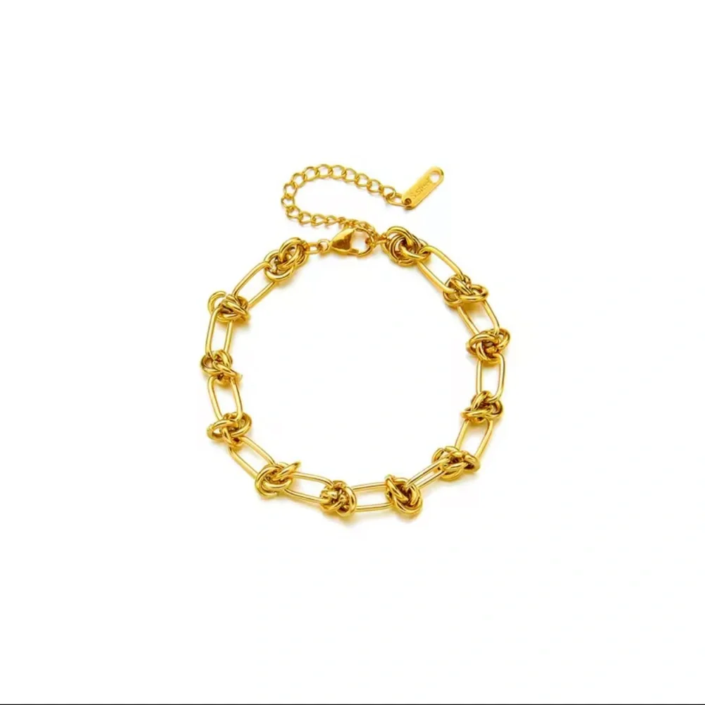 New 18K Gold Knot Link Bracelet plated Stainless Steel